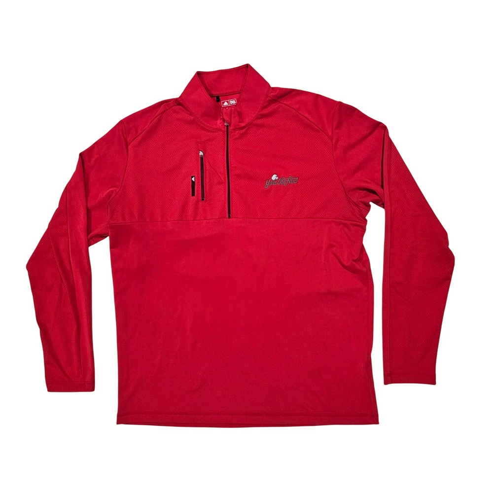 Adidas Climalite Mens L Red 1/4 Zip Pullover Golf Sweater